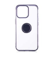 iPhone 13 Pro Kılıf Kenarları Renkli Yüzüklü Manyetik Silikon (Siyah)