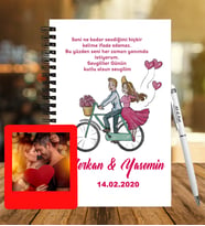 Sevgililer Gününe Özel Ahşap Defter Kalem &  Instagram Çerçeve Hediye Seti 10