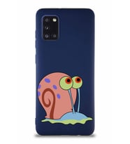 Samsung Galaxy A31 Soft Premier Kapak Salyangoz Gary Tasarımlı Silikon Kılıf - Lacivert (Şeffaf)