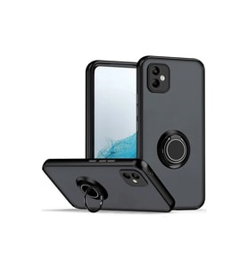Samsung Galaxy A06 Kılıf Montreal Yüzüklü Silikon Kapak - Siyah