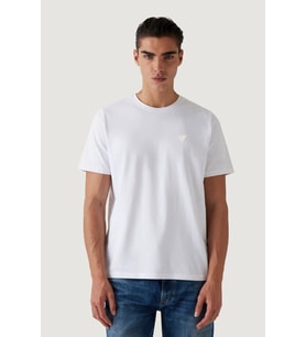 Guess Bisiklet Yaka Kısa Kollu Küçük Yamalı Pamuklu Modal Erkek Beyaz T-shirt M6GI21K3053-G011