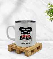 BK Gift Kişiye Özel Süper Baba Tasarımlı İçi Siyah Renkli Kupa Bardak Model 5