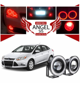 Ford Focus 3 Uyumlu, Universal Mercekli Led Angel Sis Farı, 76mm Kırmızı Renk