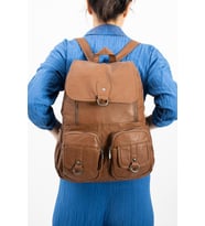 Yıkanmış Deri Sırt Çantası Taba (Model: 571-11-11E)