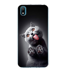 PrintiFy Huawei Y5 2019 ile Uyumlu 1mm Slim Fit Kedi 2 050c Baskılı Şeffaf  Kılıf