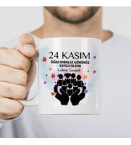 Kişiye Özel 24 Kasım Kutlu Olsun Öğretmen Bardağı