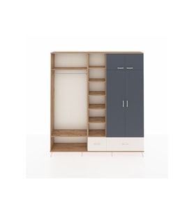 Arges Dolap 12 Raflı 2 Çekmeceli 2 Askılı 220x30x243 Çam-Antrasit/Aytaşı