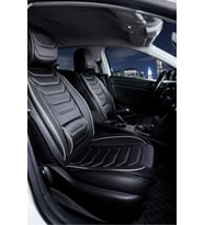 Volkswagen Bora Uyumlu Lüx Deri Oto Koltuk Kılıfı Ön Arka Set Sport Serisi Siyah Beyaz