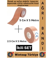 #AğrıBandı Hızlı Etki Bel Bacak Kol Boyun Sırt Omuz Kalça Kas Spor Ağrı Bandı 5 Metre Ten İkili Set