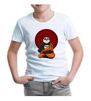 Panda Yoga Beyaz Çocuk Tshirt