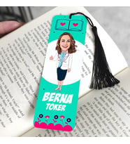 Harika Kadın Doktor Karikatürlü Püsküllü Kitap Ayracı