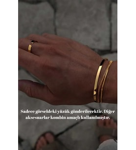 14 K Gold Kaplama 925 Ayar Gümüş Ayarlanabilir 4 Mm Yüzük