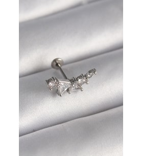 316L Çelik Gümüş Renk Zirkon Taşlı Tragus Piercing 5886 - SSSSSS7995-2700