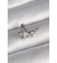316L Çelik Gümüş Renk Zirkon Taşlı Tragus Piercing 5886 - SSSSSS7995-2700