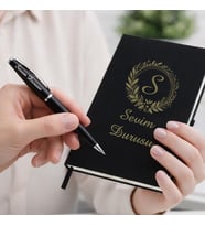 İsme Özel Premium Tasarım Metal Kalem Defter - Erkek Kadın Hediye Seti
