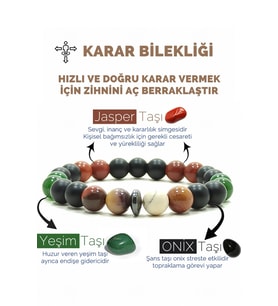 Karar Bilekliği Oniks Jasper Yeşim Hematit Doğal Taş Bileklik