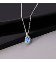925 Ayar Gümüş Aquamarine Taşlı Damla Kolye