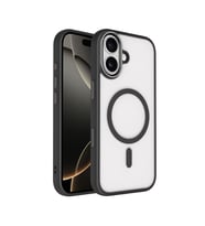 iPhone 17 Kılıf Wireless Şarj Özellikli Krom M-safe Silikon Kılıf (Siyah)