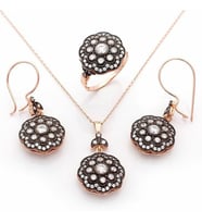 925 Ayar Gümüş Zirkon Taşlı Oval Model Rose Set