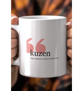 Kuzene Hediye Esprili 330ml Baskılı Beyaz Seramik Kupa Bardak
