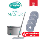 Mikrofiber Mop Temizlik Seti 4'lü, Su Ayrıştırma ve Otomatik Temizlik Özelliği
