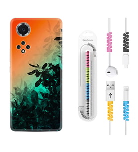 Huawei Nova Y70 Y90 Nova 9 SE  Kılıf Kablo Koruma Spiral Silikon Güzel Çiçekler 1712