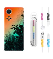 Huawei Nova Y70 Y90 Nova 9 SE  Kılıf Kablo Koruma Spiral Silikon Güzel Çiçekler 1712