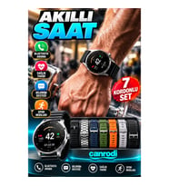 7 Kordonlu Gümüş Kasa Akıllı Saat – Bluetooth Arama ve Bildirim Destekli