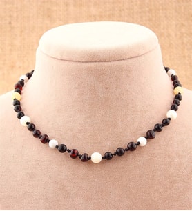 Doğal Taş Bebek Kolye-Kalsit,Kehribar,Havlit M095
