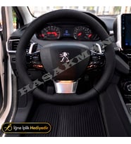 Peugeot Rifter Dikme Direksiyon Kılıfı Premium Komple Delikli Deri Siyah Dikiş Active-Allure-Altı Yazısız Gümüş Bloklu Tipler 2018-2024