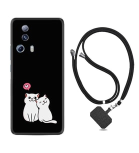 Xiaomi Mi 13 Lite Kılıf Silikon Boyun Askılı İpli Desenli Silikon Love Cats 1690