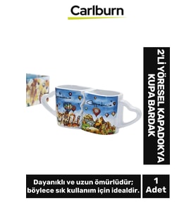 Özel Tasarım Dekoratif Şık Hediyelik Sevgili Arkadaş 2'Li Yöresel Kapadokya Kupa Bardak 6,5*10 Cm