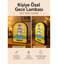 Kişiye Özel İsimli Deniz Feneri Gece Lambası Sıcak Işıklı Çocuk ve Bebek Odası Dekoru