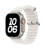 Apple Watch Ultra 49mm Uyumlu Kordon Ocean Silikon Yumuşak Esnek Metal Tokalı Zore KRD-75 Kayış (Beyaz)