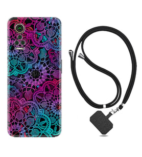 General Mobile GM 21 Pro GM 22 Pro Plus Kılıf Boyun Askılı Silikon Colurful Mandala 1667