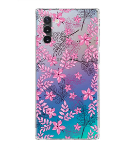 Samsung Galaxy Note 10  Kamera Korumalı Kapak Floral Pembe Tasarımlı  Şeffaf  Kılıf