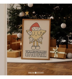 Retro Yıldız Noel Duvar Sanatı