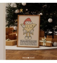 Retro Yıldız Noel Duvar Sanatı
