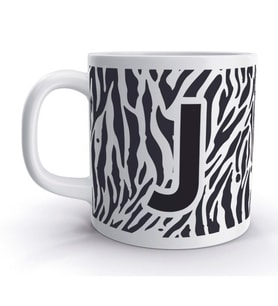 J Harfi Zebra  Tasarım Desenli Harfli Kupa Bardak