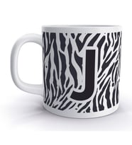 J Harfi Zebra  Tasarım Desenli Harfli Kupa Bardak
