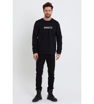 Süperlife Erkek Bisiklet Yaka 3 iplik Kalın Brooklyn Baskılı Sweatshirt SPR24sw29 (Siyah)