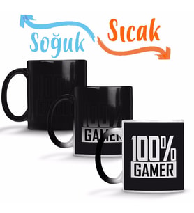 %100 Gamer Atari Oyun Sihirli Kupa Bardak Porselen