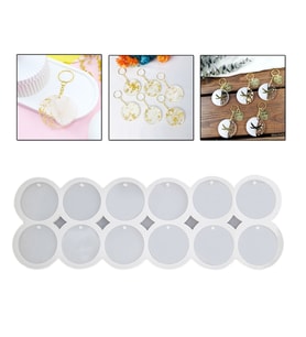 Epoksi Reçine Silikon Kalıp Çoklu Yuvarlak Delikli Anahtarlık Kalıbı 4.5 CM 12 Li