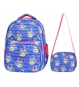 Waddell Mavi Flamingo Okul Çantası ve Beslenme Çantası Seti - Kız Çocuk