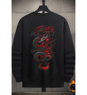 Unisex Chinesebox Bisiklet Yaka Sweatshirt (Siyah)