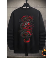 Unisex Chinesebox Bisiklet Yaka Sweatshirt (Siyah)