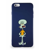 Apple iPhone 6 Plus Soft Premier Kapak Squidward Dokunaç Tasarımlı Silikon Kılıf - Lacivert (Şeffaf)