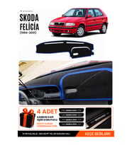 SKODA FELICIA (1994-2001) Uyumlu Torpido Örtüsü Torpido Kılıfı - Siyah Mavi
