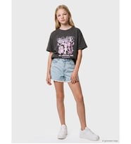 LCW Kids Mavi Yıldız Aplikeli Kız Çocuk Jean Şort