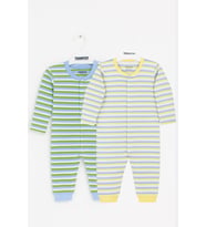 Toontoy Unisex Çizgili 2 Li Paçalı Tulum (Ekru)